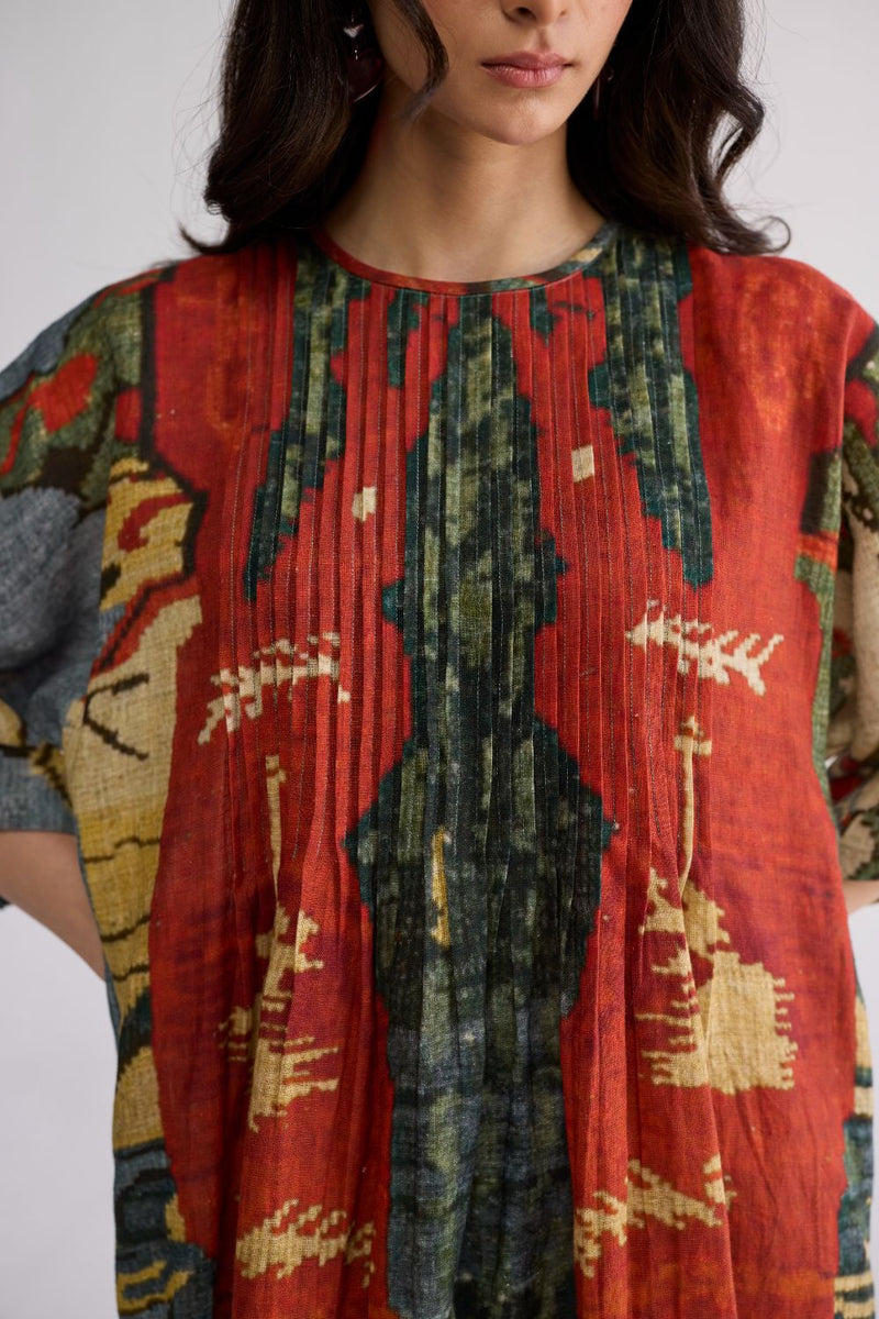 ALO LINEN PINTUCKS DRESS linen dress by YAM in multicolor for women in Singapore
