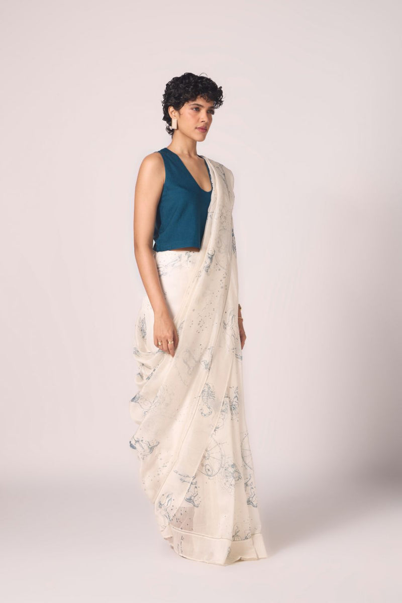 Altair Blue Silk Crop Top silk by The Summer House in blue color for women in Singapore