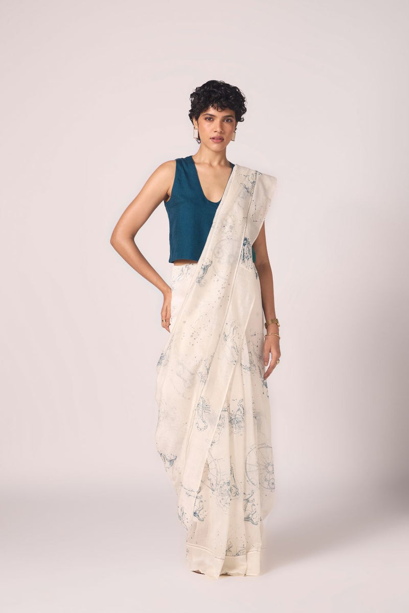 Altair Blue Silk Crop Top silk by The Summer House in blue color for women in Singapore
