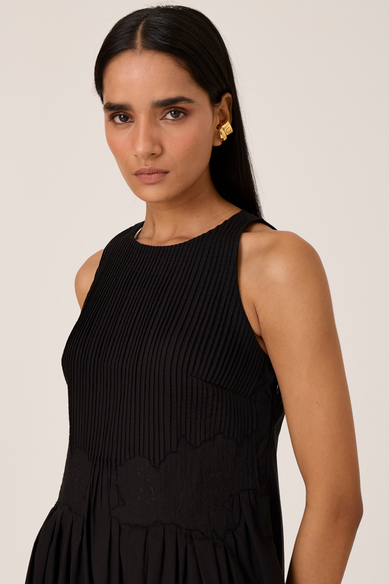 Amani Black Embroidered Dress cotton by The Summer House in black color for women in Singapore