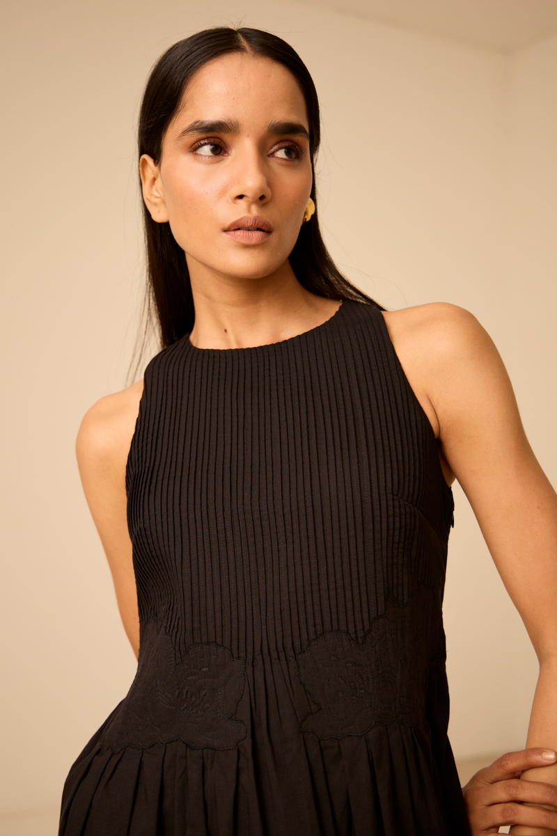 Amani Black Embroidered Dress cotton by The Summer House in black color for women in Singapore