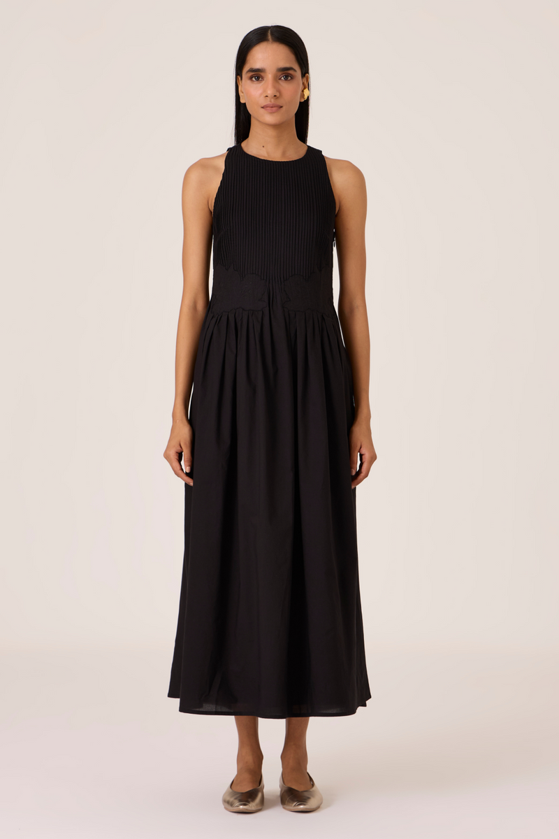 Amani Black Embroidered Dress cotton by The Summer House in black color for women in Singapore