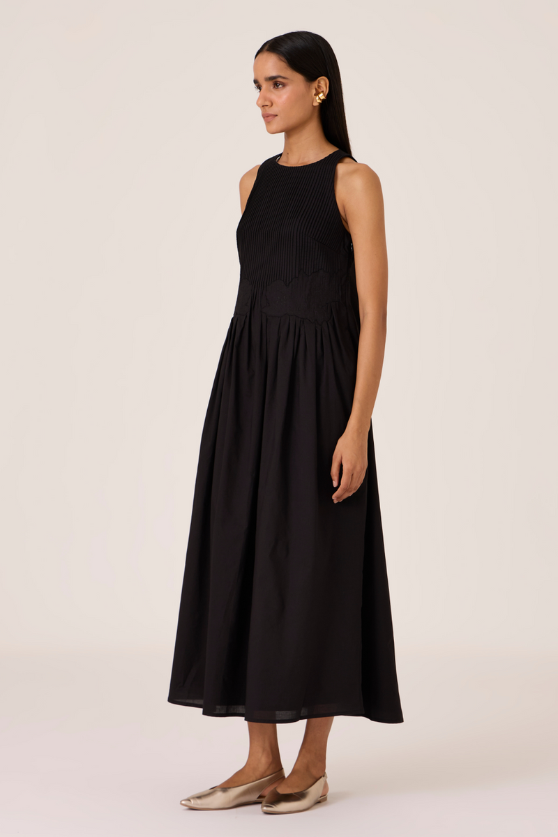 Amani Black Embroidered Dress cotton by The Summer House in black color for women in Singapore
