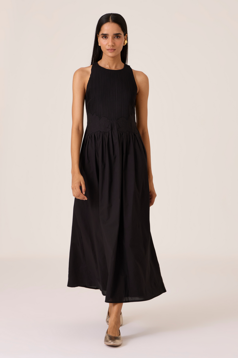 Amani Black Embroidered Dress cotton by The Summer House in black color for women in Singapore