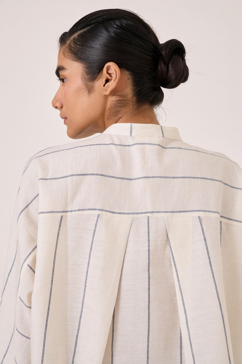 Amer Off White Handwoven Boxy Shirt cotton by The Summer House for women in Singapore