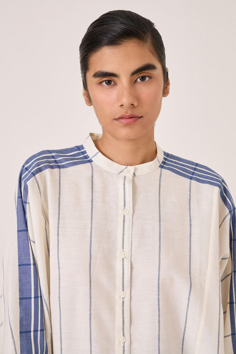 Amer Off White Handwoven Boxy Shirt cotton by The Summer House for women in Singapore
