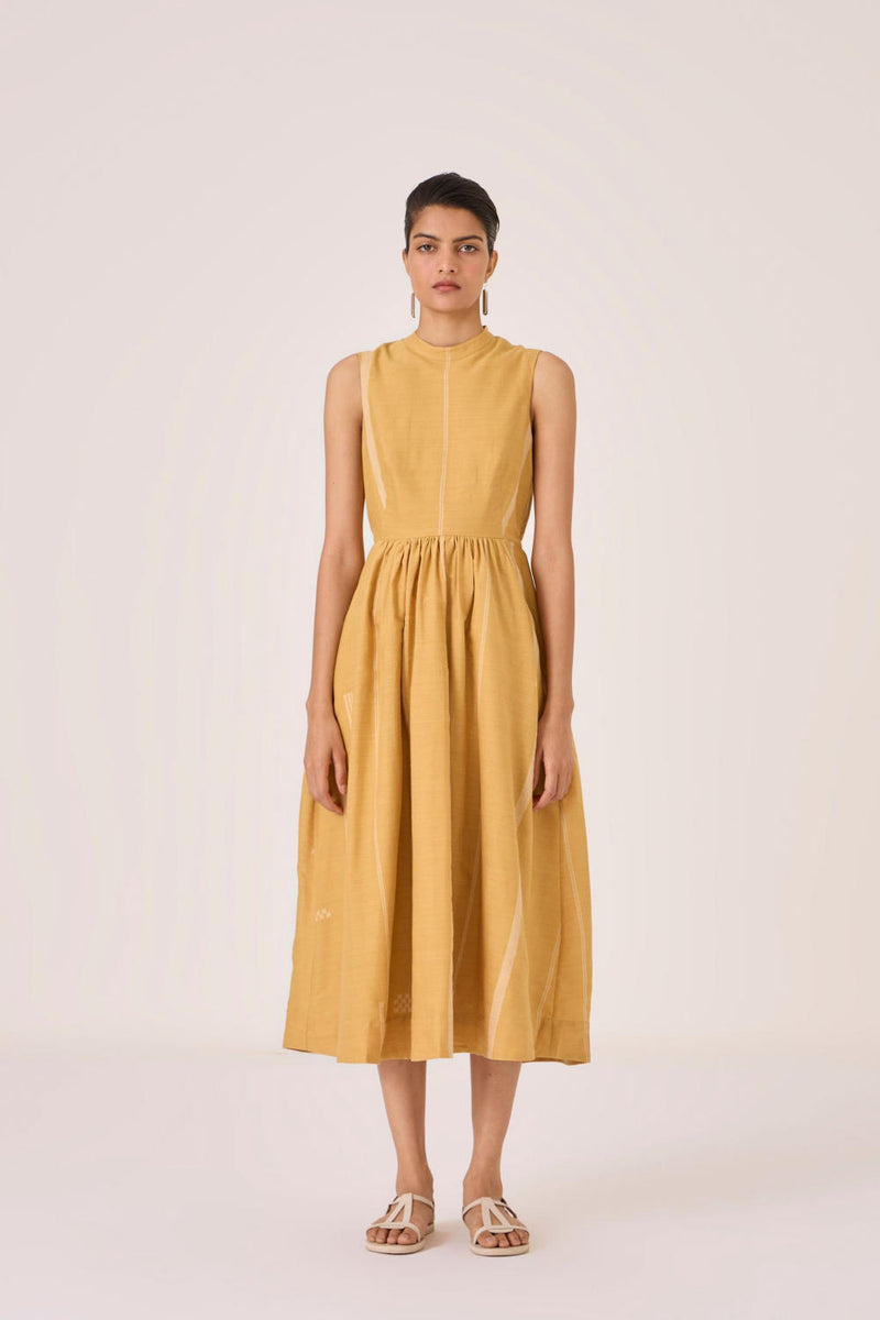 Amor Yellow Handwoven Dress cotton by The Summer House in yellow color for women in Singapore