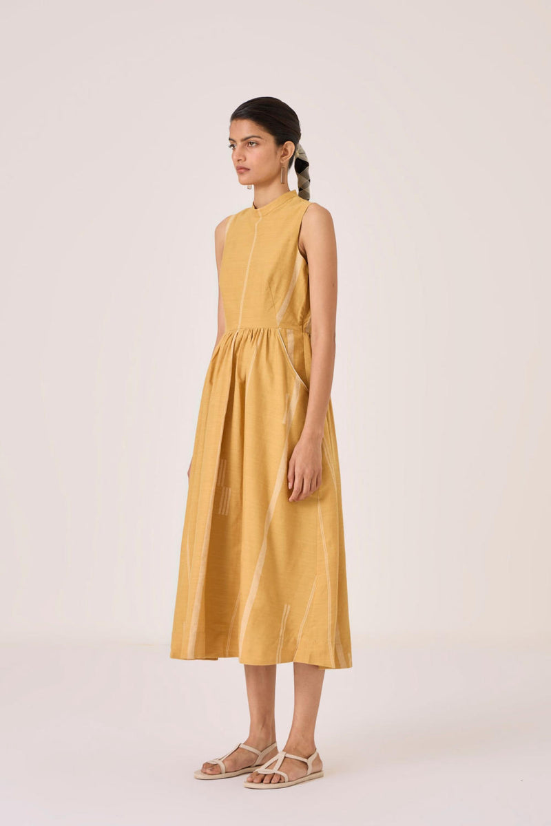 Amor Yellow Handwoven Dress cotton by The Summer House in yellow color for women in Singapore