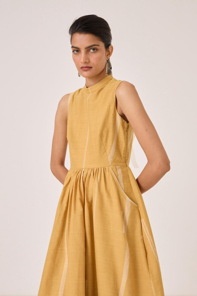 Amor Yellow Handwoven Dress cotton by The Summer House in yellow color for women in Singapore