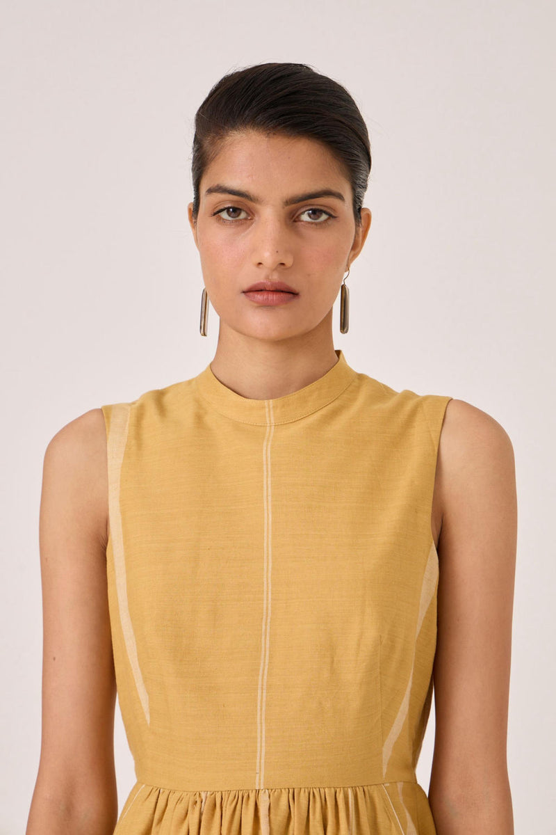 Amor Yellow Handwoven Dress cotton by The Summer House in yellow color for women in Singapore