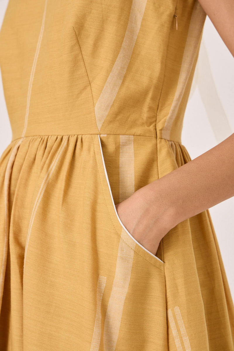 Amor Yellow Handwoven Dress cotton by The Summer House in yellow color for women in Singapore