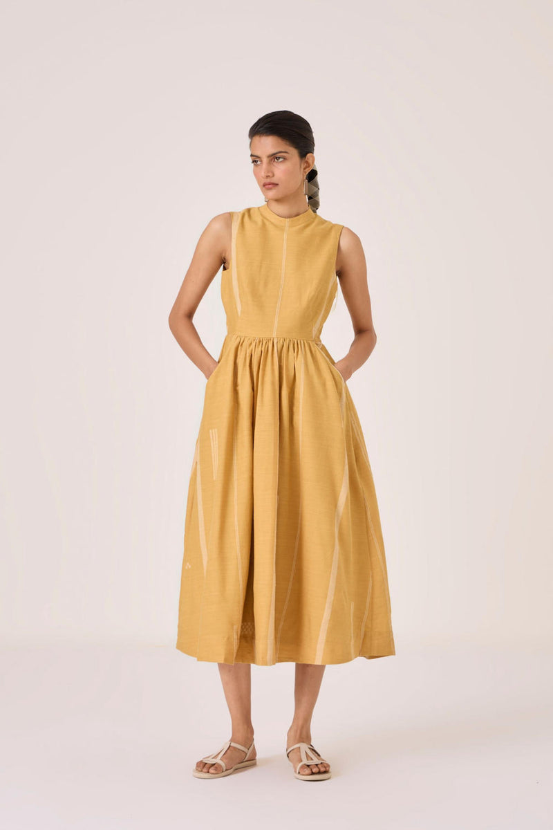 Amor Yellow Handwoven Dress cotton by The Summer House in yellow color for women in Singapore
