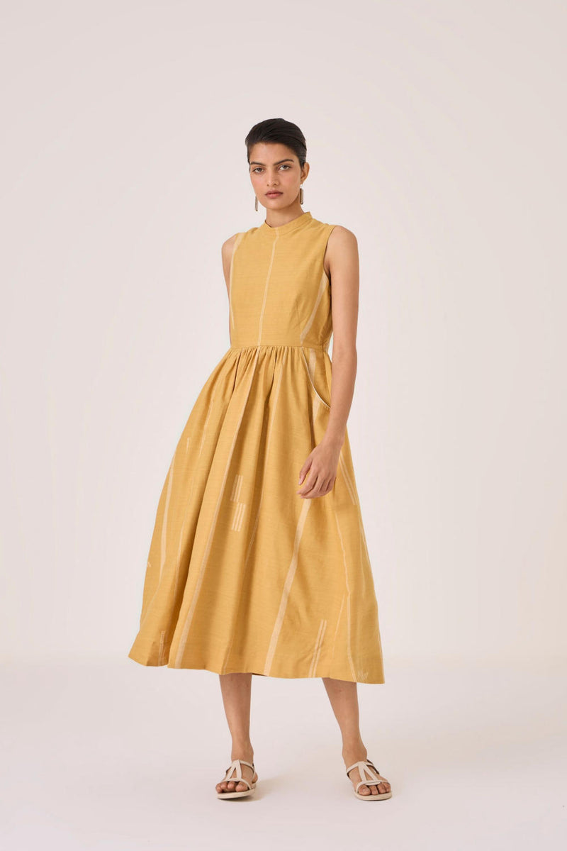 Amor Yellow Handwoven Dress cotton by The Summer House in yellow color for women in Singapore