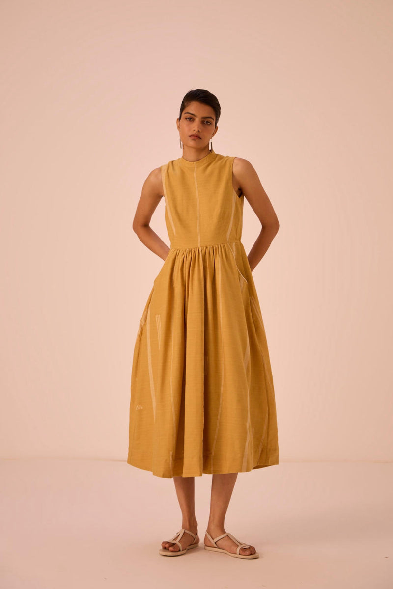 Amor Yellow Handwoven Dress cotton by The Summer House in yellow color for women in Singapore