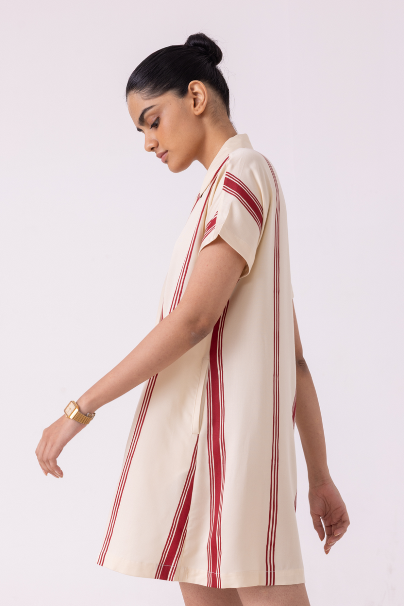 Amy Red Striped Blazer Dress cotton by The Summer House for women in Singapore