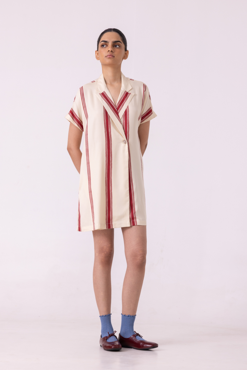 Amy Red Striped Blazer Dress cotton by The Summer House for women in Singapore