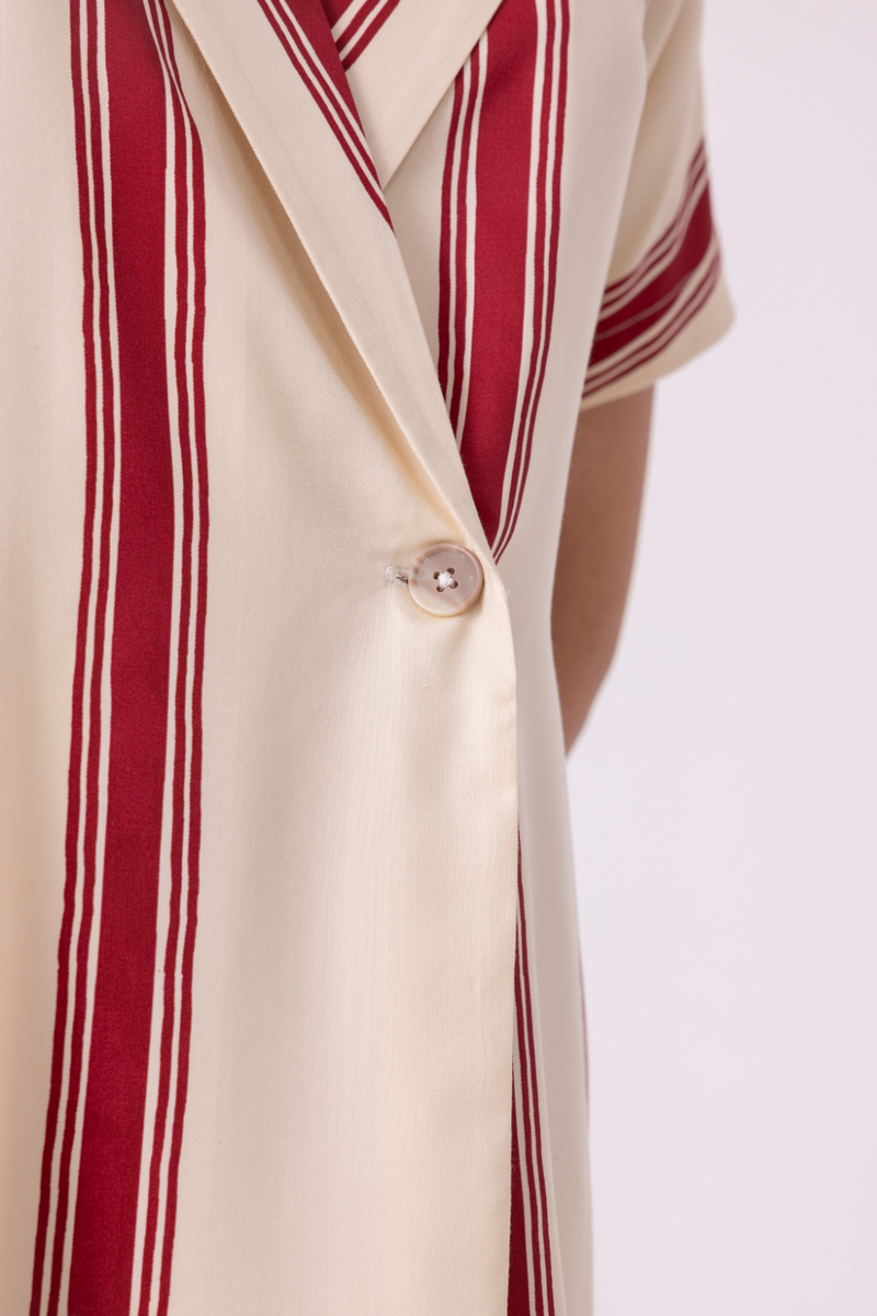 Amy Red Striped Blazer Dress cotton by The Summer House for women in Singapore