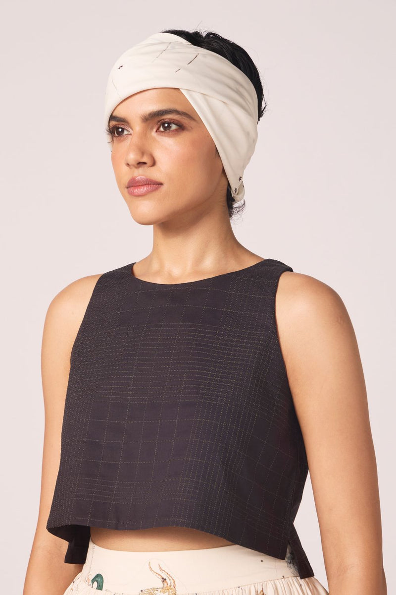 Anna Black Quilted Top cotton by The Summer House in black color for women in Singapore