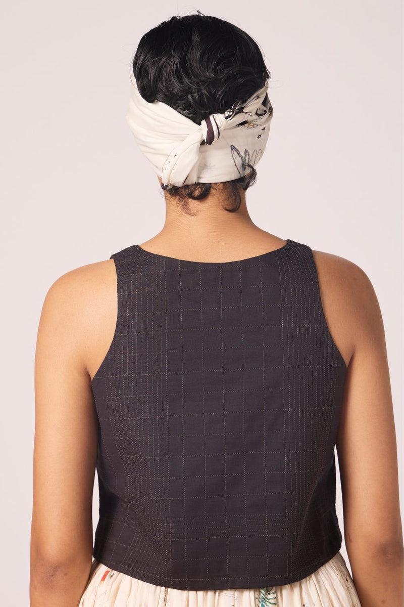 Anna Black Quilted Top cotton by The Summer House in black color for women in Singapore