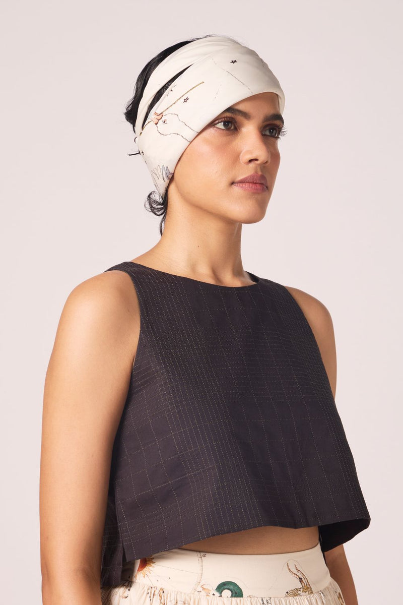 Anna Black Quilted Top cotton by The Summer House in black color for women in Singapore