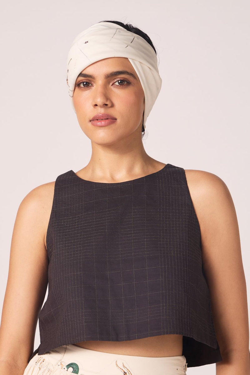 Anna Black Quilted Top cotton by The Summer House in black color for women in Singapore