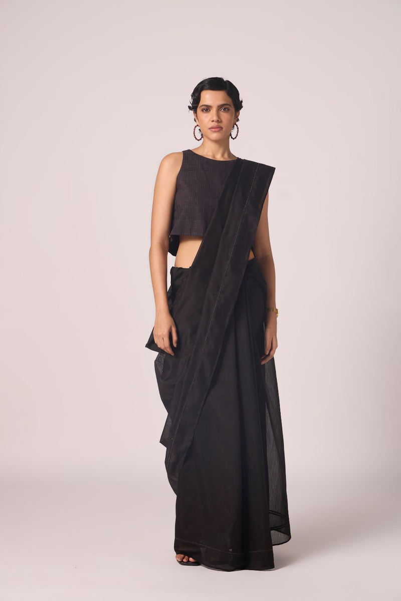 Anna Black Quilted Top cotton by The Summer House in black color for women in Singapore