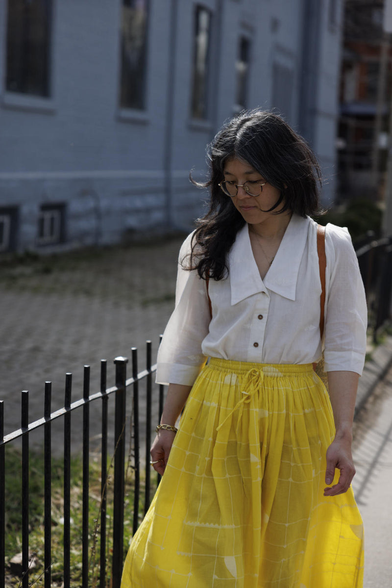 Antique Blouse / Vintage Blouse-White 100% cotton by World of Crow in white color for women in Singapore