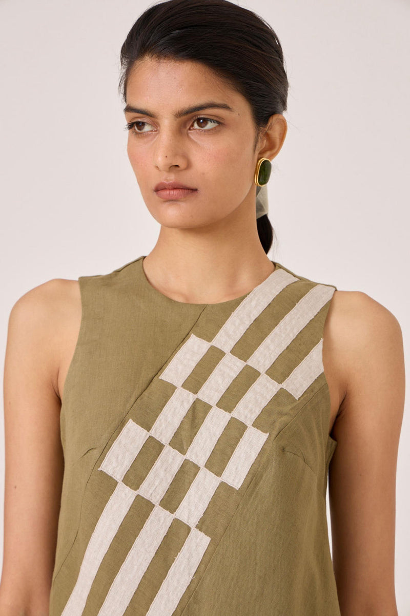 Anura Olive Midi Dress cotton by The Summer House in olive color for women in Singapore