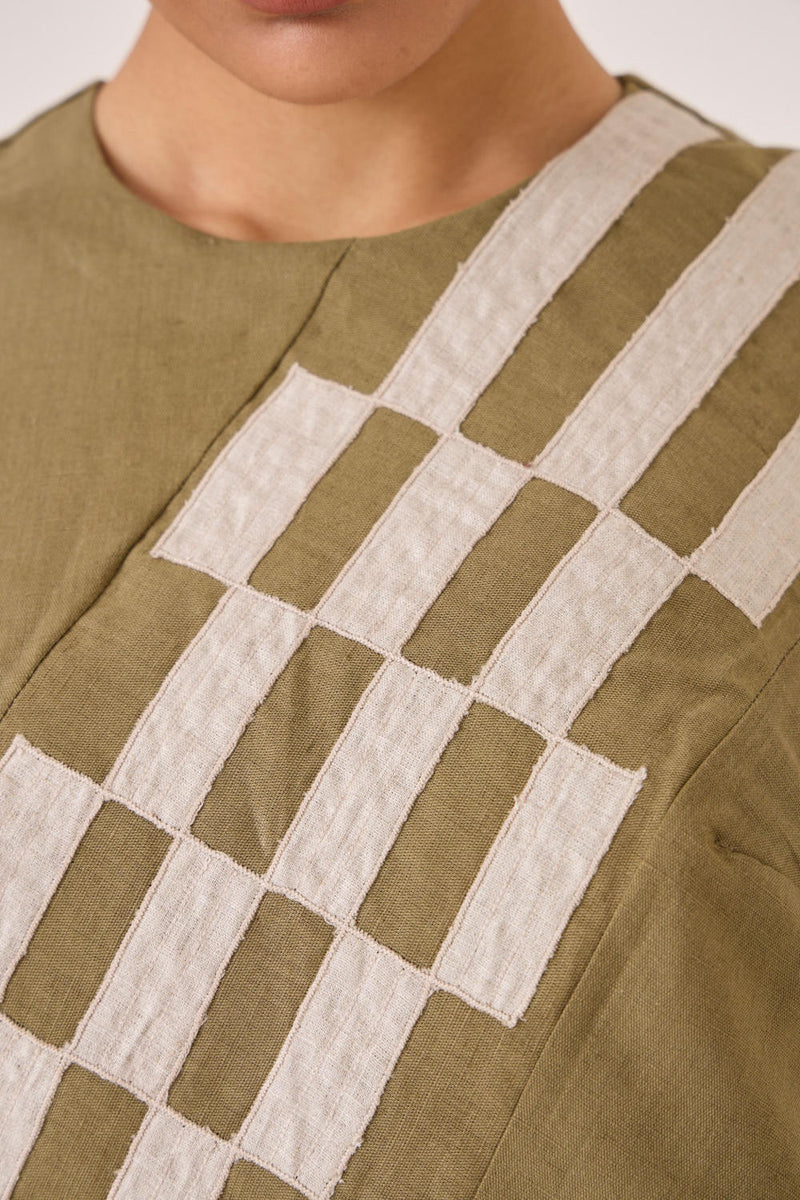 Anura Olive Midi Dress cotton by The Summer House in olive color for women in Singapore