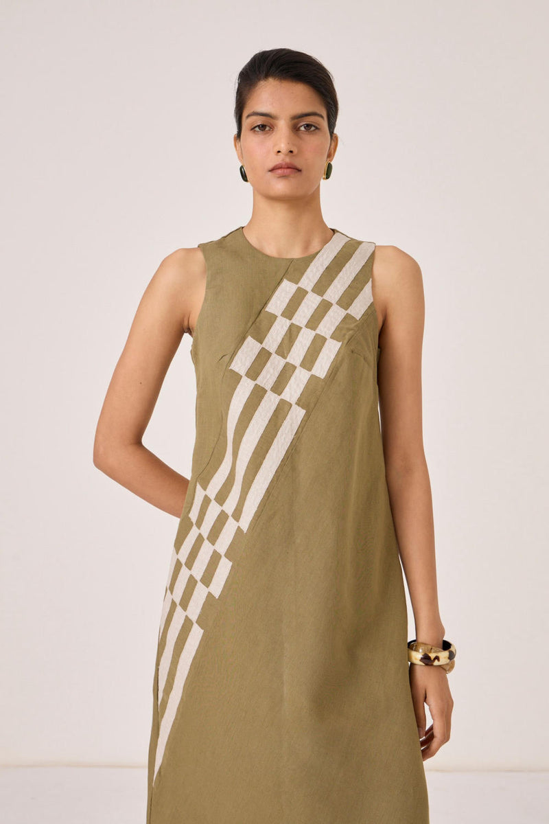 Anura Olive Midi Dress cotton by The Summer House in olive color for women in Singapore