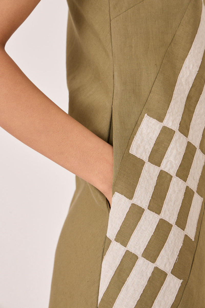 Anura Olive Midi Dress cotton by The Summer House in olive color for women in Singapore