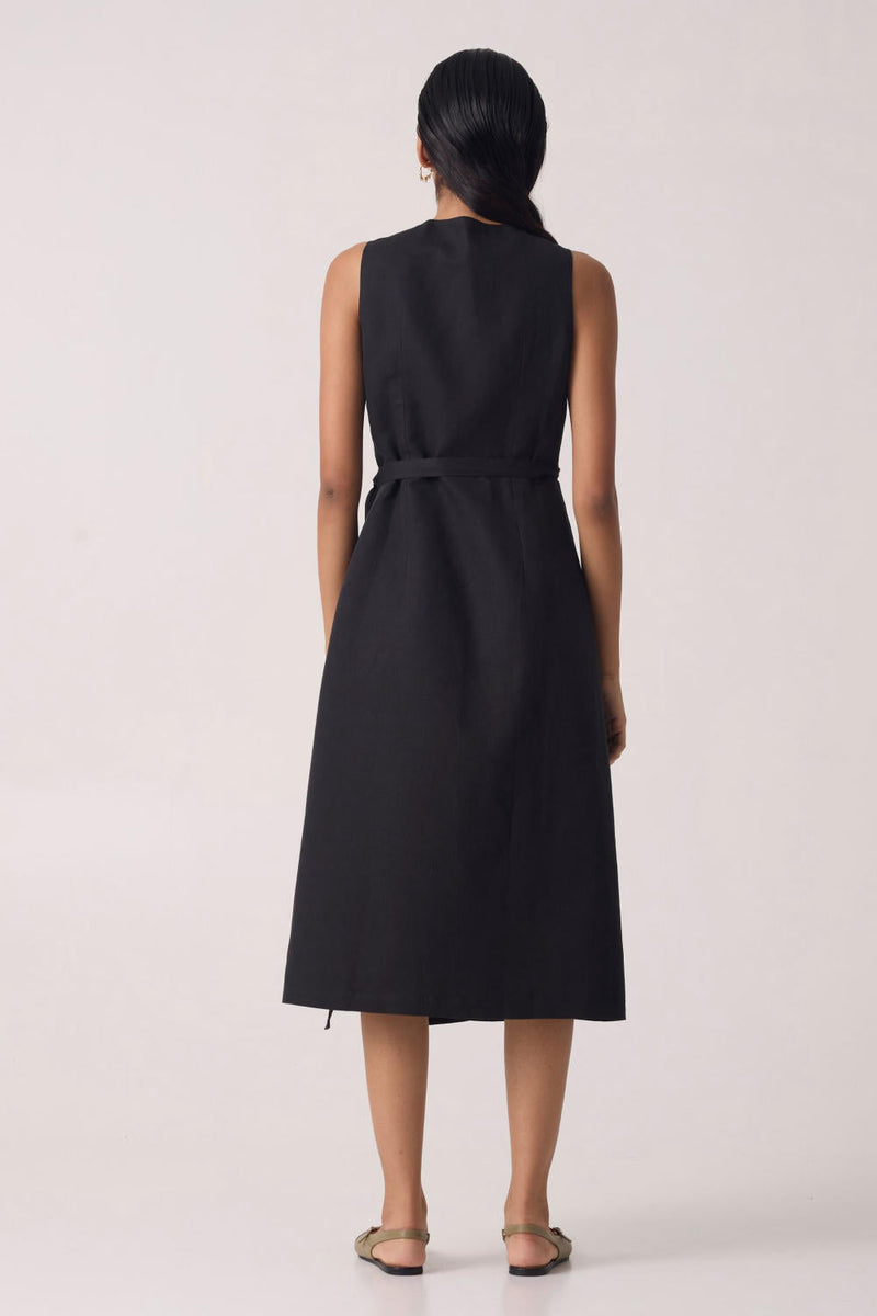 Arandi Black Wrap Dress cotton by The Summer House in black color for women in Singapore