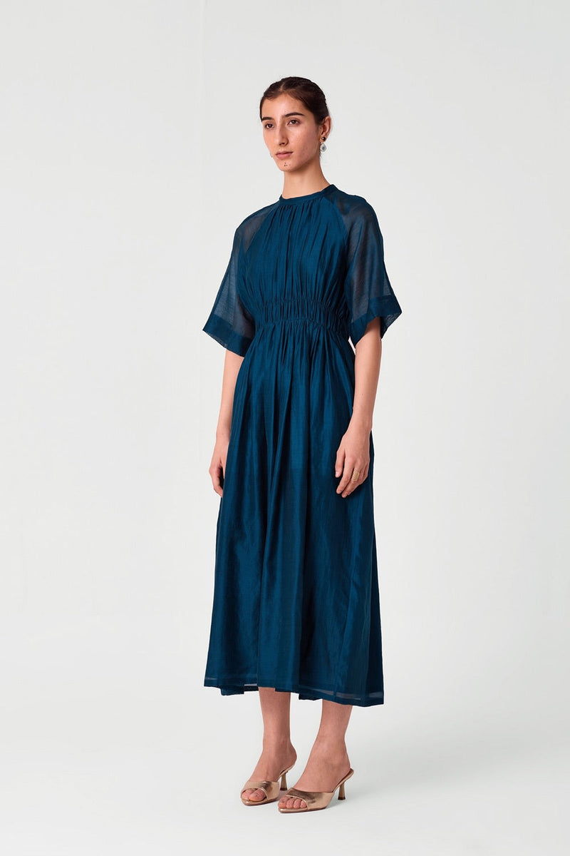 Arha Teal Handwoven Dress