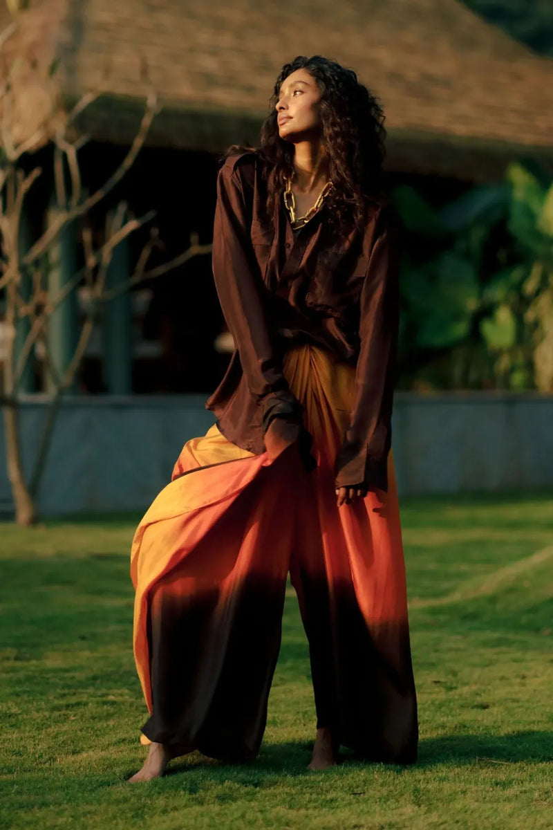 Arka Sunset Silk Set silk Buy Arka Sunset Silk Set from C&W | Co-Ord Sets for Women by Ituvana for women in Singapore