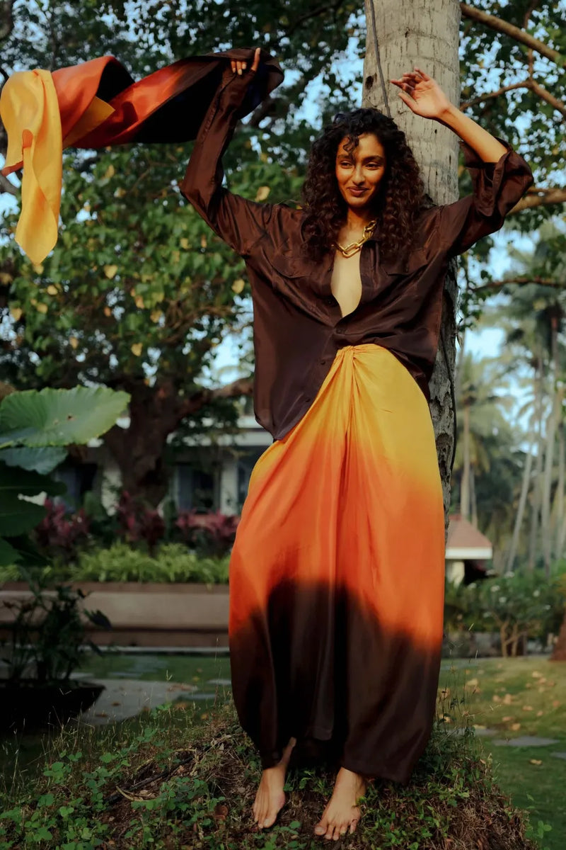 Arka Sunset Silk Set silk Buy Arka Sunset Silk Set from C&W | Co-Ord Sets for Women by Ituvana for women in Singapore