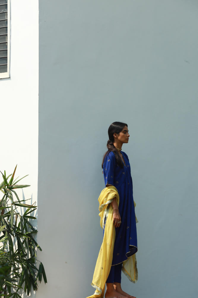 Arsh kurta-set cotton Kurta/Kurta Sets by Khara Kapas in blue for women in Singapore