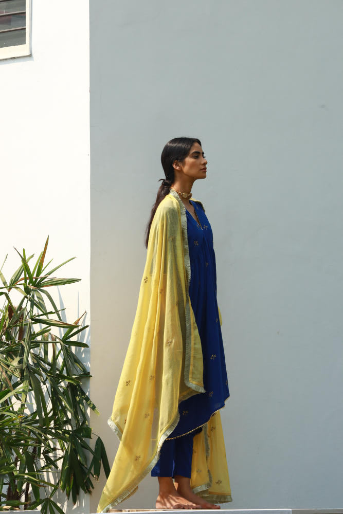 Arsh kurta-set cotton Kurta/Kurta Sets by Khara Kapas in blue for women in Singapore