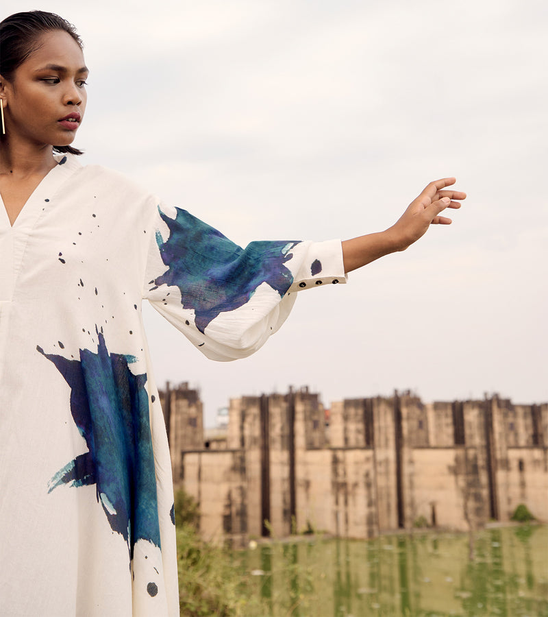 Osprey dress cotton by Khara Kapas in white for women in Singapore