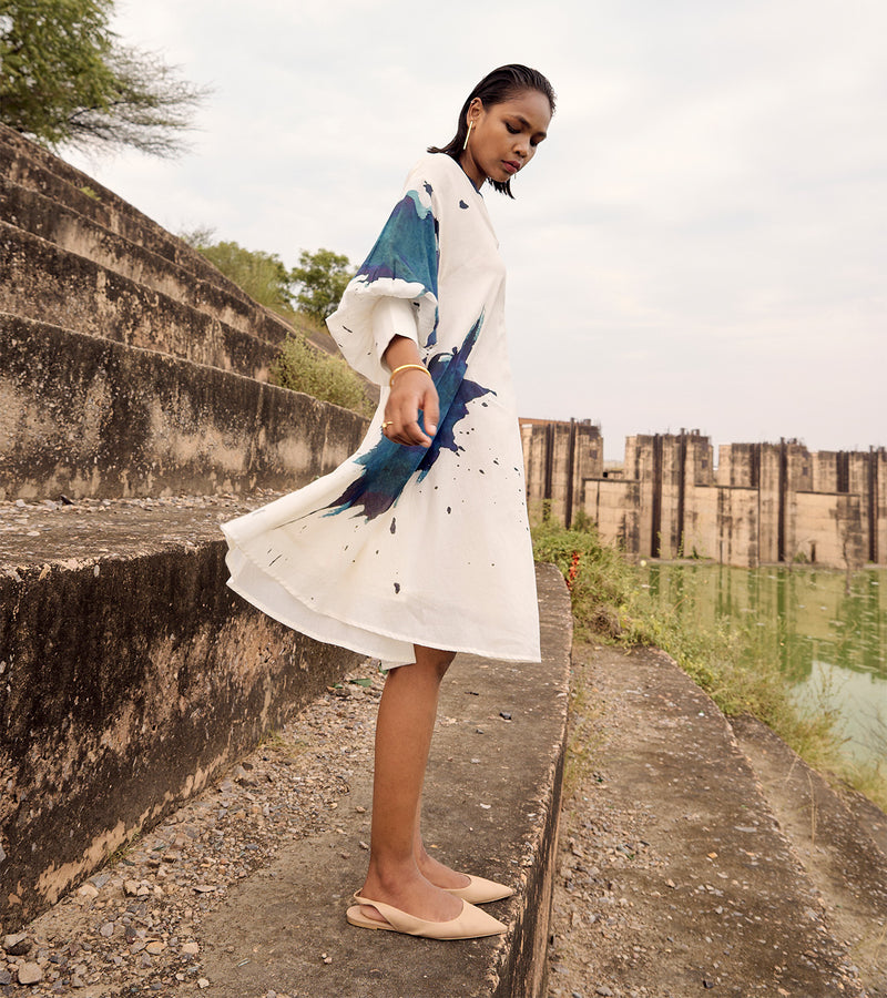 Osprey dress cotton by Khara Kapas in white for women in Singapore