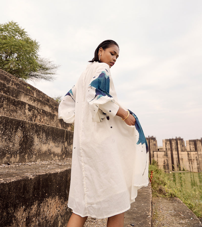 Osprey dress cotton by Khara Kapas in white for women in Singapore