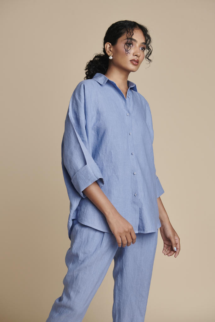 Ashwem Linen Oversized Flared Shirt