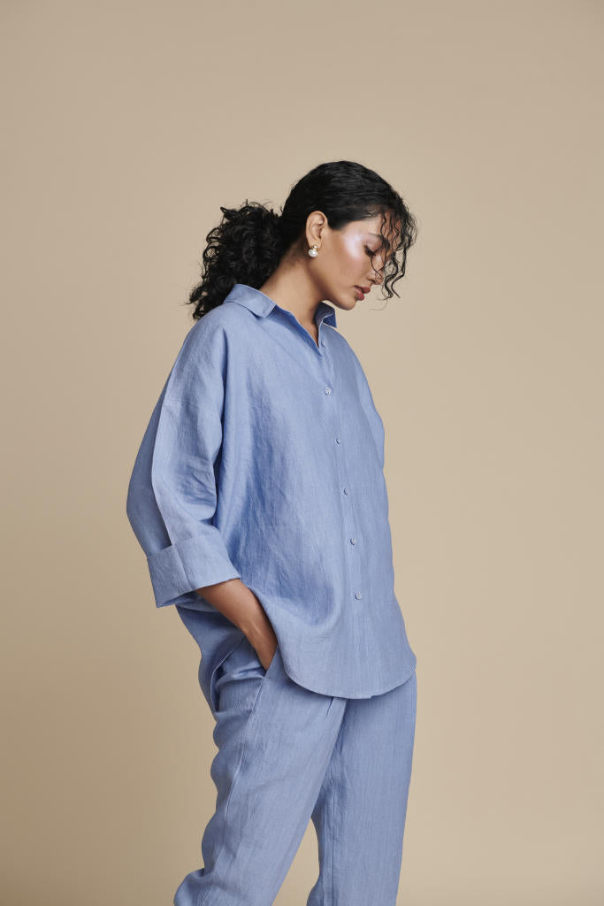 Ashwem Linen Oversized Flared Shirt
