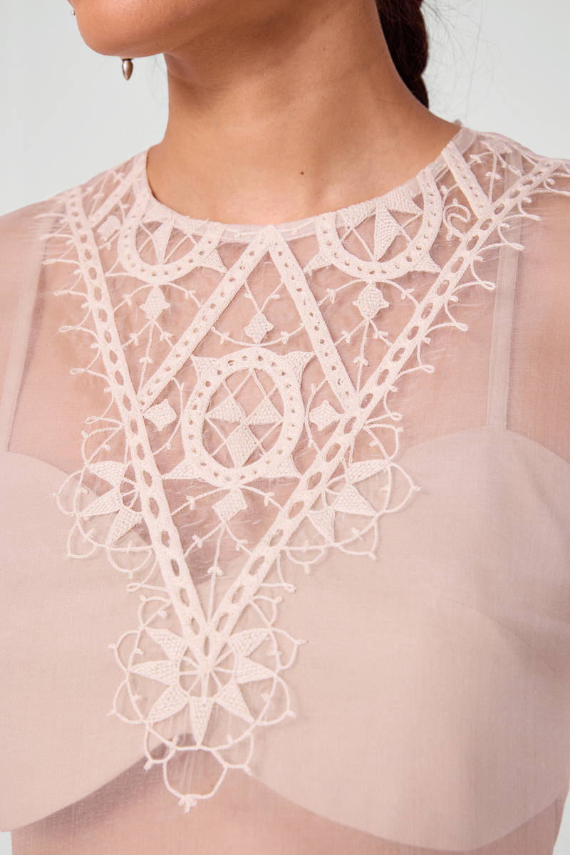 Asmee Off White Embroidered Top