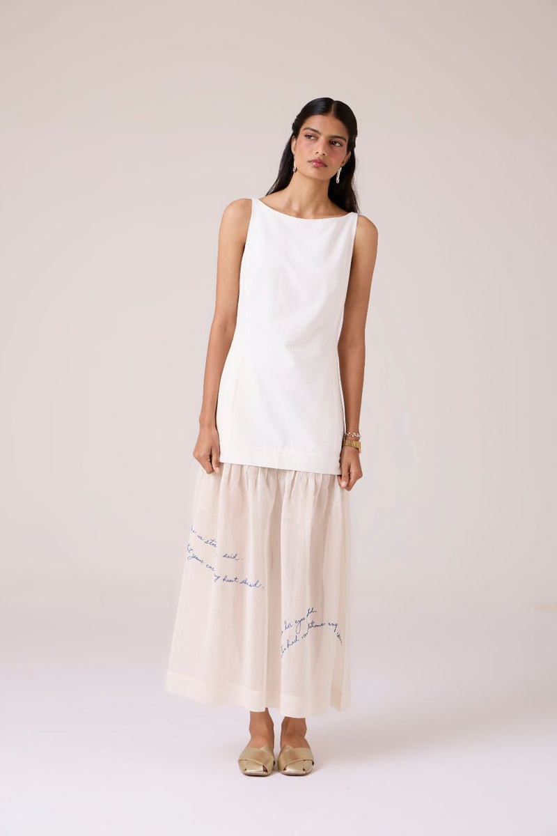Astra White Embroidered Maxi Dress chanderi by The Summer House in white color for women in Singapore