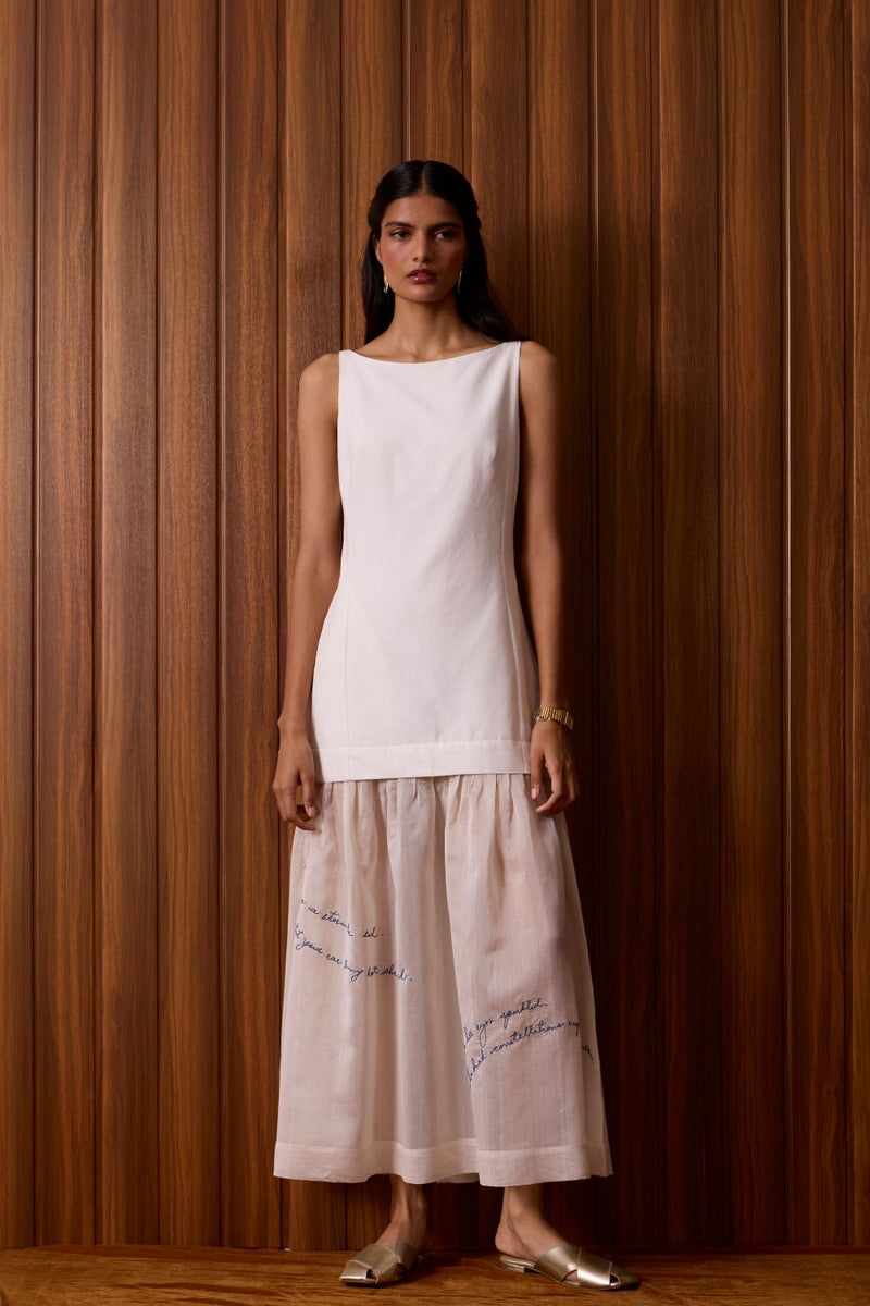 Astra White Embroidered Maxi Dress chanderi by The Summer House in white color for women in Singapore