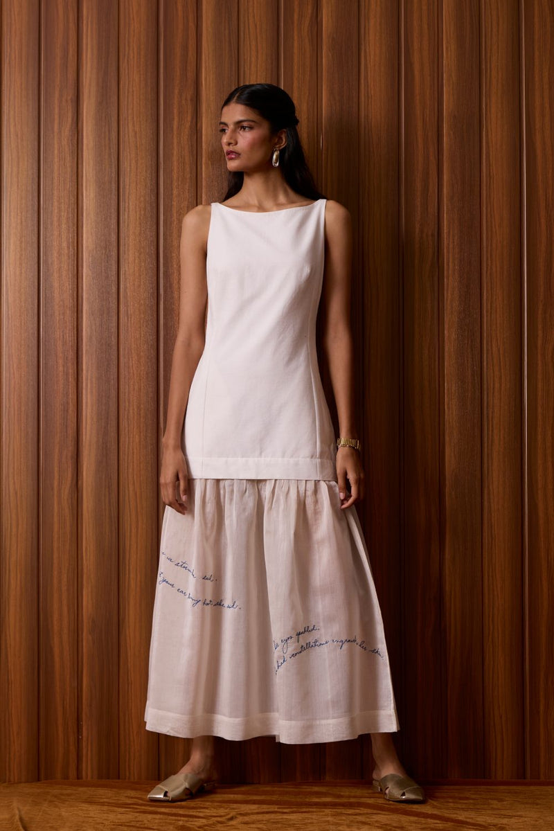 Astra White Embroidered Maxi Dress chanderi by The Summer House in white color for women in Singapore