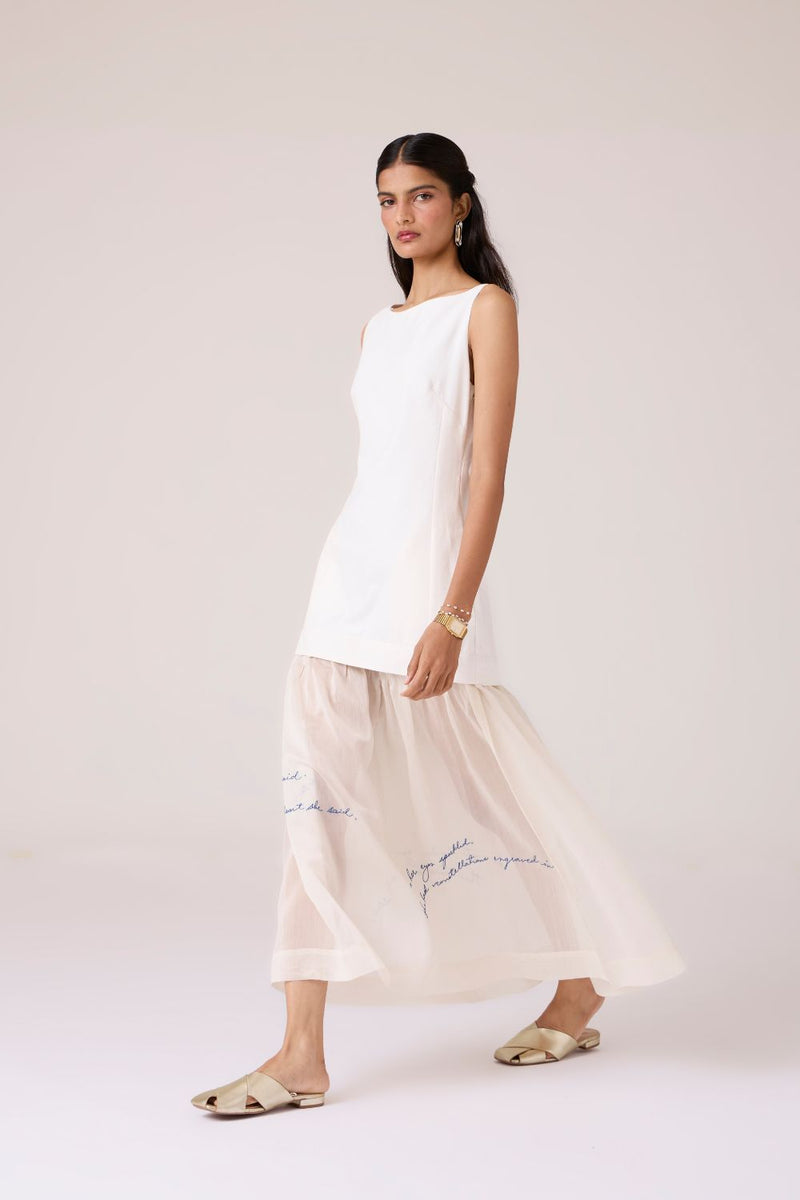 Astra White Embroidered Maxi Dress chanderi by The Summer House in white color for women in Singapore