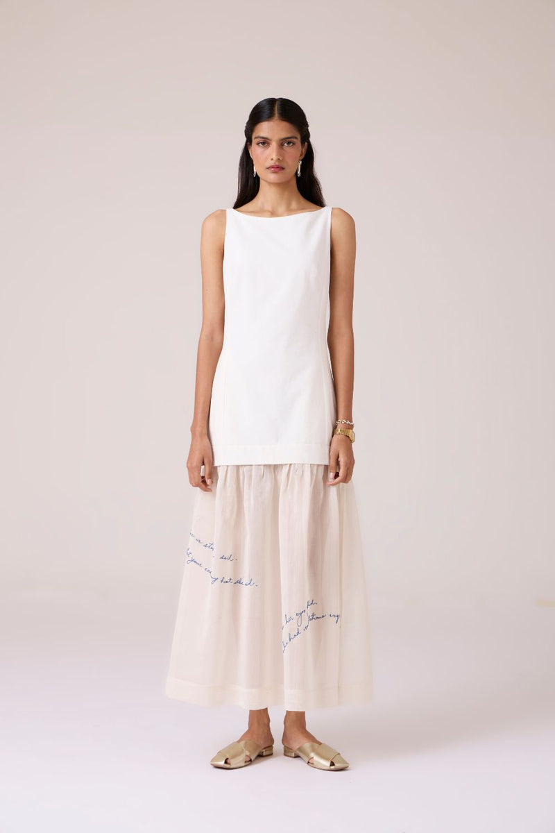 Astra White Embroidered Maxi Dress chanderi by The Summer House in white color for women in Singapore