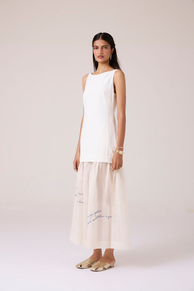 Astra White Embroidered Maxi Dress chanderi by The Summer House in white color for women in Singapore