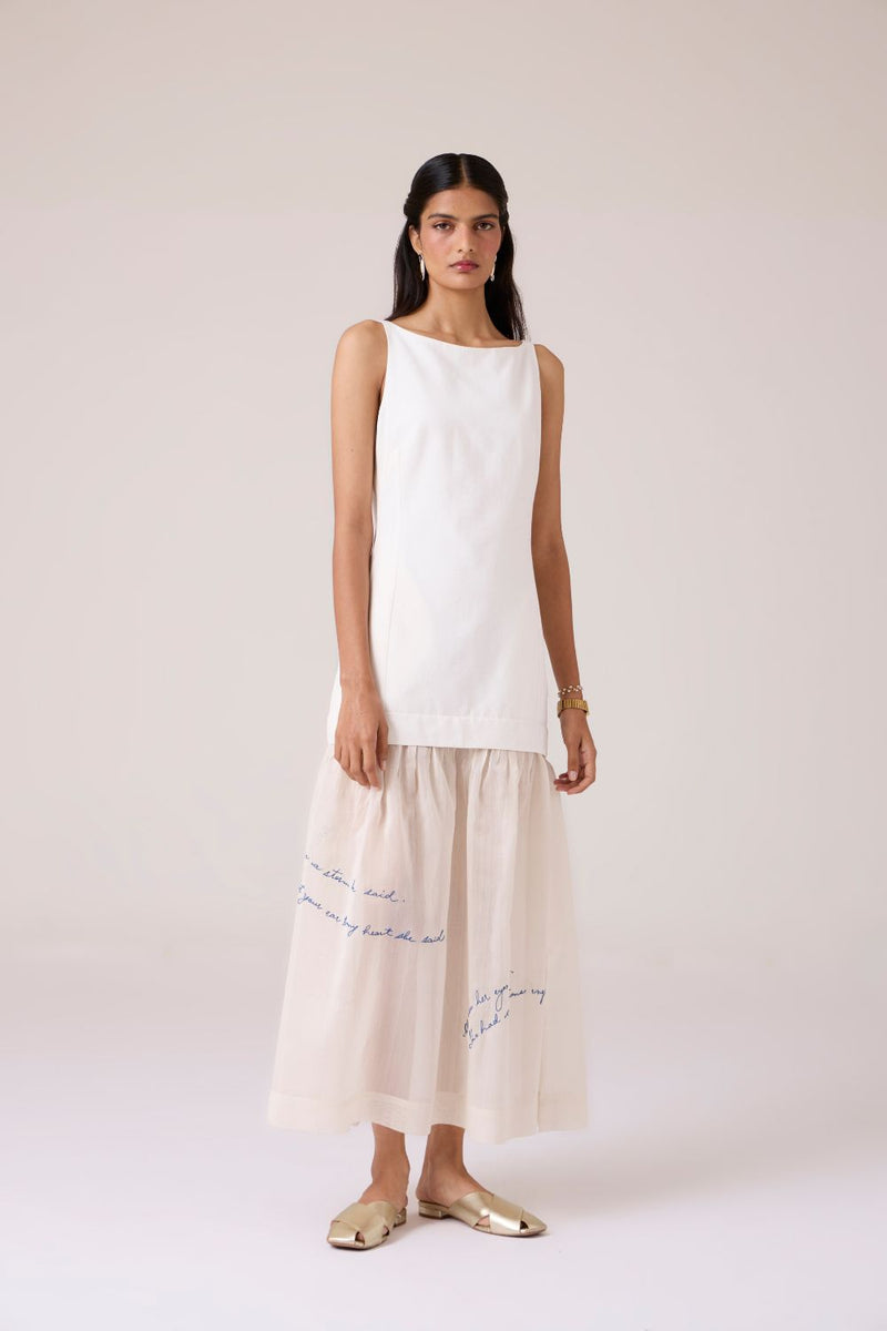 Astra White Embroidered Maxi Dress chanderi by The Summer House in white color for women in Singapore